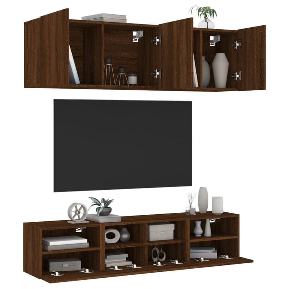 Vidaxl 5-dielne TV nástenné skrinky hnedý dub kompozitné drevo